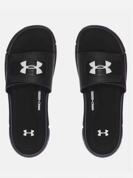 Under Armour Other - Under Armour Kids Black Slide Sandals with White Logo Accent